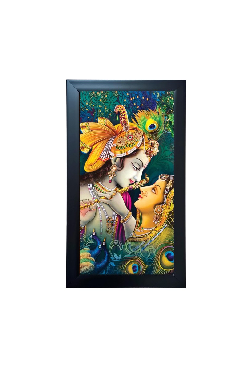 Hitech Sales Lord Sri Krishna with Radha Photo Frame With Acrylic Sheet For Temple, Office, Home Decorating (39.5 x 24.3 Cm)