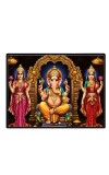 Lord Ganesha Maa Laxmi Saraswati Laminated Photo - 7x9 Inches, Divine Blessings For Home & Office And Temple Decoration (F16139)