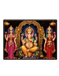Lord Ganesha Maa Laxmi Sarswati Laminated Photo - 9x11 Inches, Divine Blessings For Home & Office And Temple Decoration (F16139)