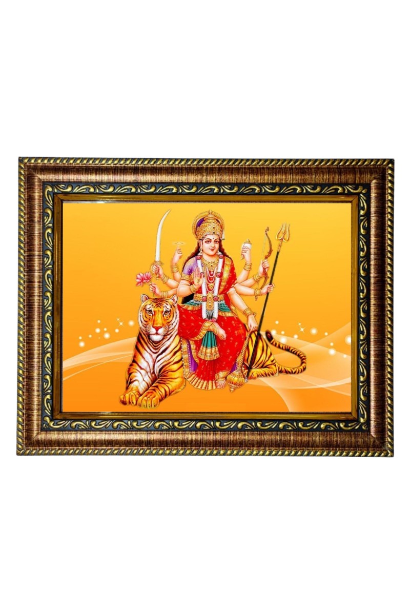 HiTech Sales Goddess Durga Hindu God Photo Frame MATA Deity for Office, Wall/Table, Study Room & Living Room, Gifts | PVC Frame & Front Face - Glass (9 x 7)