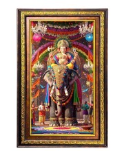 Lord Ganesha Digital Golden Balck Color Photo Frame | Hindu Religious Wall Decor | 10x16 Inches - Inspirational Wall Art For Office, Home Decor - Ideal Spiritual Gift (F16477)