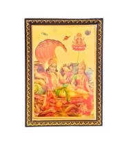 Hitech Sales Lord Padmanavi Swami with mata laxmi Light Weighted photo Frame Waterproof Acrylic 3d photo with Wooden Frames for Table, Temple Wall, Mandir, Gym, and Outdoor Spaces, Home Decor