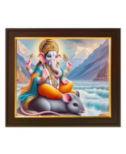 Hitech Sales Laminations Lord Ganesha Ganesh Ganpati Ganapathi Hanging Wall Painting Framed Home Decor (10x12) inch