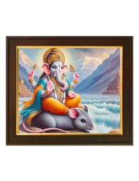 Hitech Sales Laminations Lord Ganesha Ganesh Ganpati Ganapathi Hanging Wall Painting Framed Home Decor (10x12) inch
