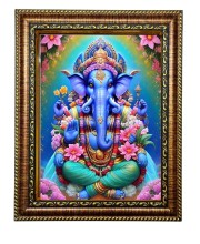 HI Tech Sales Beautiful God Ganesha Art Photo With Frame(10X12 inch) (10X12 inch)