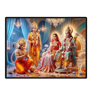 Lord RamSiya Laminated Photo - 13x15 Inches, Divine Blessings For Home & Office And Temple Decoration (F16094)