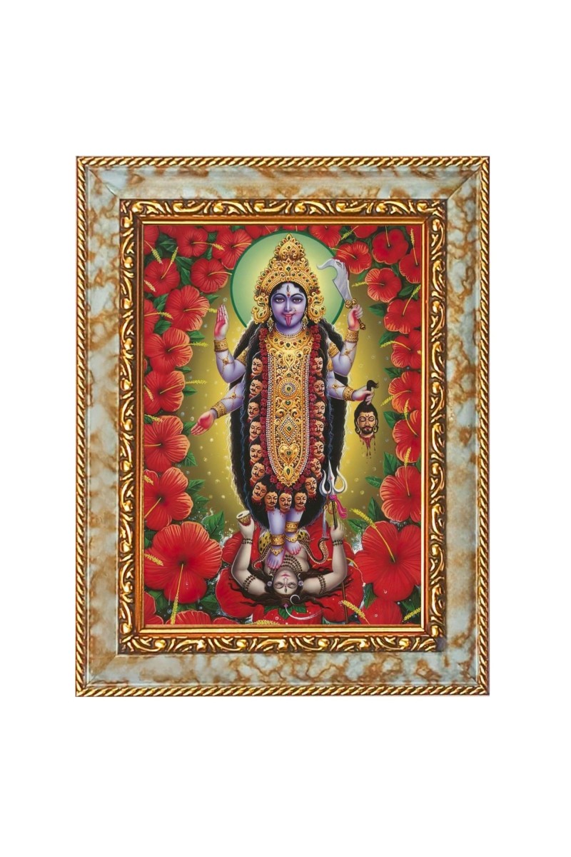 Jai Maa Kali Digital Print Photo 14.7x16.7 inches (I6118) - Vibrant Religious Wall Art for Home or Office Decor.