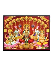 Lord Ganesha Maa Laxmi Saraswati Laminated Photo - 7x9 Inches, Divine Blessings For Home & Office And Temple Decoration (F16136)