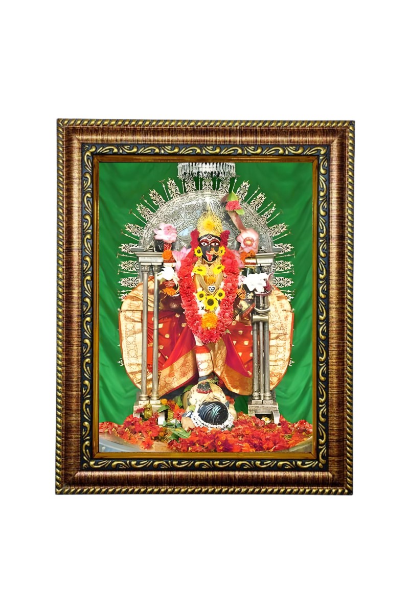 HiTech Sales KALI MATA BHABATARINI DAKSHINESWAR Kali Devi Mata Painting for Living Room, Home Decor, Bedroom, Office with PVC Frame & Front Face - Glass (9 x 7 in)