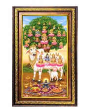 Kamadhenu Digital Golden Balck Color Photo Frame | Hindu Religious Wall Decor | 10x16 Inches - Inspirational Wall Art For Office, Home Decor - Ideal Spiritual Gift (F16787)