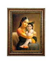 HiTech Sales Lord Krishna with mother Divine Krishna and Mata photo frame for Office, Wall/Table, Study room & living room, gifts | PVC Frame & Front Face - Glass (10 x 8 in)