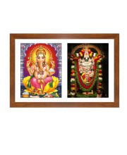 Lord Ganesh and Tirupati Balaji Colored Photo in One Frame |Hindu Wall Art | Perfect for Home, Temple, Puja room | Spiritual Gift for Devotees