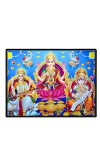 Lord Ganesha Maa Laxmi Saraswati Laminated Photo - 7x9 Inches, Divine Blessings For Home & Office And Temple Decoration (F16123)