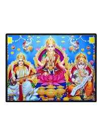 Lord Ganesha Maa Laxmi Sarswati Laminated Photo - 13x15 Inches, Divine Blessings For Home & Office And Temple Decoration (F16123)