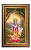 Lord Dattatreya Digital Golden Balck Color Photo Frame | Hindu Religious Wall Decor | 10x16 Inches - Inspirational Wall Art For Office, Home Decor - Ideal Spiritual Gift (F16871)