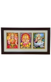 Hi Tech Sales Dhan-Laxmi, Ganesh, Saraswati photo frame || Three pictures in one Frame || Laminated photo frame for wall, living room, gifts (synthetic wood Base and Front Laminated)