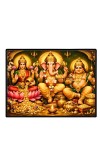 Lord Ganesha Maa Laxmi Saraswati Laminated Photo - 7x9 Inches, Divine Blessings For Home & Office And Temple Decoration (F16144)