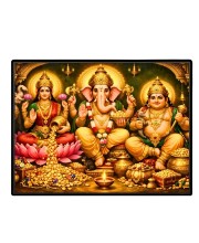 Lord Ganesha Maa Laxmi Saraswati Laminated Photo - 7x9 Inches, Divine Blessings For Home & Office And Temple Decoration (F16144)