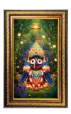Lord Jagannath Digital Golden Balck Color Photo Frame | Hindu Religious Wall Decor | 12x18 Inches - Inspirational Wall Art For Office, Home Decor - Ideal Spiritual Gift (F16691)