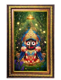 Lord Jagannath Digital Golden Balck Color Photo Frame | Hindu Religious Wall Decor | 18x24 Inches - Inspirational Wall Art For Office, Home Decor - Ideal Spiritual Gift (F16691)