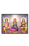 Lord Ganesha Maa Laxmi Saraswati Laminated Photo - 7x9 Inches, Divine Blessings For Home & Office And Temple Decoration (F16142)