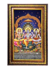 Bramha Vishnu Shiva Digital Golden Balck Color Photo Frame | Hindu Religious Wall Decor | 10x16 Inches - Inspirational Wall Art For Office, Home Decor - Ideal Spiritual Gift (F16922)