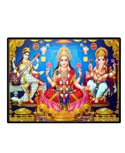 Lord Ganesha Maa Laxmi Saraswati Laminated Photo - 7x9 Inches, Divine Blessings For Home & Office And Temple Decoration (F16122)