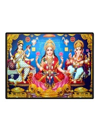 Lord Ganesha Maa Laxmi Sarswati Laminated Photo - 9x11 Inches, Divine Blessings For Home & Office And Temple Decoration (F16122)