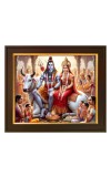 Hitech Sales Shiv Parvati Sitting Together ai Photo with Beautiful 12X10 in synthetic Wood Frame With Glass Tabletop Wallmount display for home office Room decor Gift for all occations