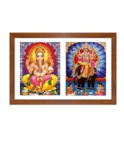 Sacred Lord Biswakarma and Lord Ganesh Colored Photo in One Frame | Hindu Wall Art | Ideal for Home, Temple, Puja room or Meditation Room |SpiritualDecoration and Gift for Devotees