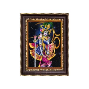 Sri Krishna Digital Print Photo 10.7x12.7 inches - Vibrant Religious Wall Art for Home or Office Decor.
