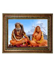 HiTech Sales Sadguru Sri Sri Bijay Krishna Goswami with wife Yogmaya Painting for Living Room, Home Decor, Bedroom, Office with PVC Frame & Front Face - Glass (10 x 8 in)