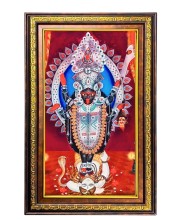 Ma Kali Matha Digital Golden Balck Color Photo Frame | Hindu Religious Wall Decor | 12x18 Inches - Inspirational Wall Art For Office, Home Decor - Ideal Spiritual Gift (F16509)