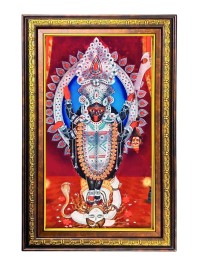 Ma Kali Matha Digital Golden Balck Color Photo Frame | Hindu Religious Wall Decor | 16x22 Inches - Inspirational Wall Art For Office, Home Decor - Ideal Spiritual Gift (F16509)