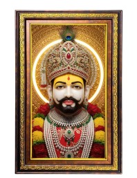 KhatuShyam Baba Digital Golden Balck Color Photo Frame | Hindu Religious Wall Decor | 12x18 Inches - Inspirational Wall Art For Office, Home Decor - Ideal Spiritual Gift (F16476)