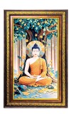 Serene Buddha Digital Golden Balck Color Photo Frame | Hindu Religious Wall Decor | 18x24 Inches - Inspirational Wall Art For Office, Home Decor - Ideal Spiritual Gift (F16483)