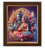 HI Tech Sales Modern Art Shiv Parvati Photo Frames Wall Room and Home Office Decoration Gift Made Up of Digital Painting with Frame (10X12 INCH)