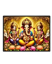 Lord Ganesha Maa Laxmi Saraswati Laminated Photo - 7x9 Inches, Divine Blessings For Home & Office And Temple Decoration (F16131)