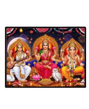 Lord Ganrsha Laxmi Saraswati Laminated Photo - 11x13 Inches, Divine Blessings For Home & Office And Temple Decoration (F16082)