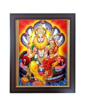 Hitech Sales Laxmi Narasimha Swamy Photo Frame for Pooja Room, Temple Decor, Home Decoration and Gift (Wall and Tabletop, Rectangular, Polystyrene Frame, Printed Photo, 24 x 29 cm, Black)