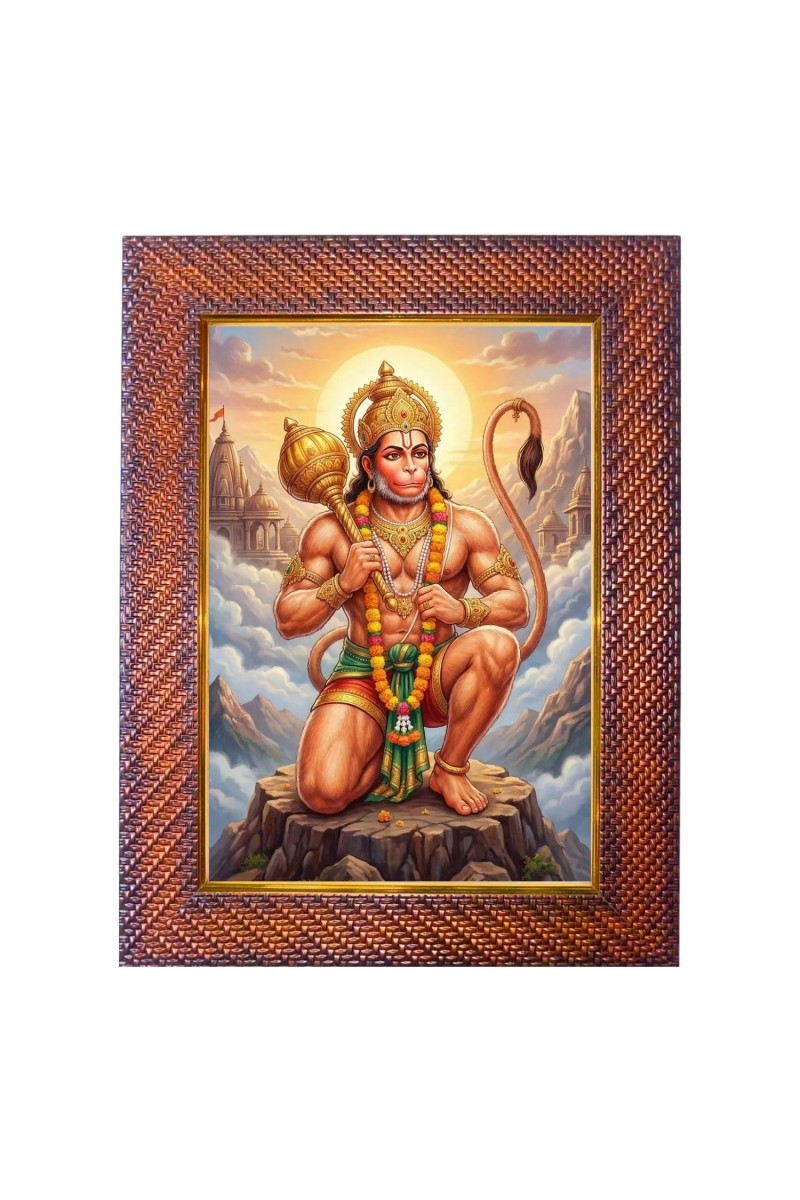 Lord Hanuman Photo Frame 13x17 Inch Religious Wall & Table Decor Frame for Home, Temple & Office | Decorative Hindu God & Goddess Frame (Pack of 1) (F18222)