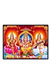 Lord Ganesha Maa Laxmi Saraswati Laminated Photo - 7x9 Inches, Divine Blessings For Home & Office And Temple Decoration (F16132)