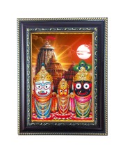 Hitech Sales Jagannath Dev, Balaram, Subhadra Photo Frame for Temple and Home Decoration, 5 x 7 Inches – Brown (Pack of 1)