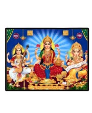 Lord Ganesha Maa Laxmi Saraswati Laminated Photo - 7x9 Inches, Divine Blessings For Home & Office And Temple Decoration (F16141)