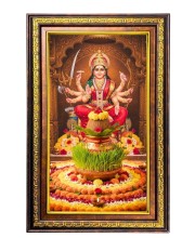 Ma Durga Digital Golden Balck Color Photo Frame | Hindu Religious Wall Decor | 10x16 Inches - Inspirational Wall Art For Office, Home Decor - Ideal Spiritual Gift (F16915)