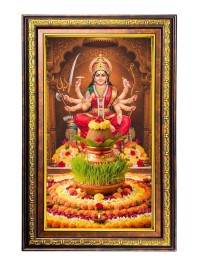 Ma Durga Digital Golden Balck Color Photo Frame | Hindu Religious Wall Decor | 14x20 Inches - Inspirational Wall Art For Office, Home Decor - Ideal Spiritual Gift (F16915)