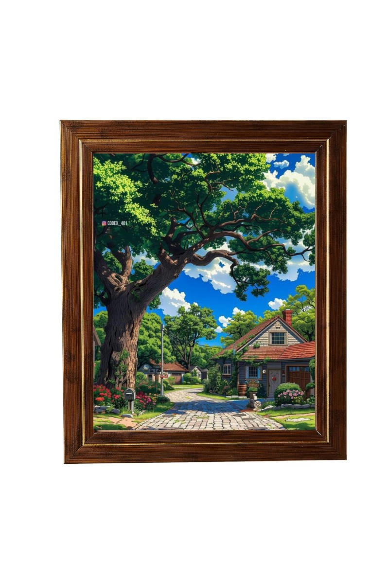 Hitech Sales Nature Scenery Photo Frame for Kids Room, Bedroom, Living Room (Wall and Tabletop, Rectangular, Printed Photo, 12 x 14 inches Frame, Brown)