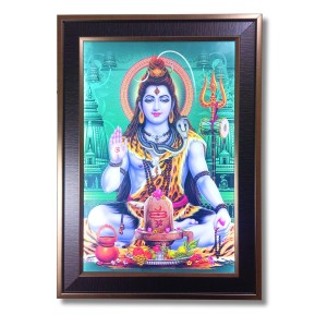 HiTechMart Lord Shiva with Shivling LED Photo Frame – Divine Wall Decor with Light, Hindu Religious God Picture for Home Temple, Pooja Room, or Gift – 12x18 Inch