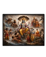 Lord Vishnu Laminated Photo - 7x9 Inches, Divine Blessings For Home & Office And Temple Decoration (F16067)