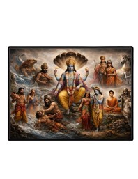 Lord Vishnu Laminated Photo - 11x13 Inches, Divine Blessings For Home & Office And Temple Decoration (F16067)
